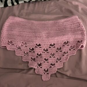 light pink crochet sleeveless top with hearts